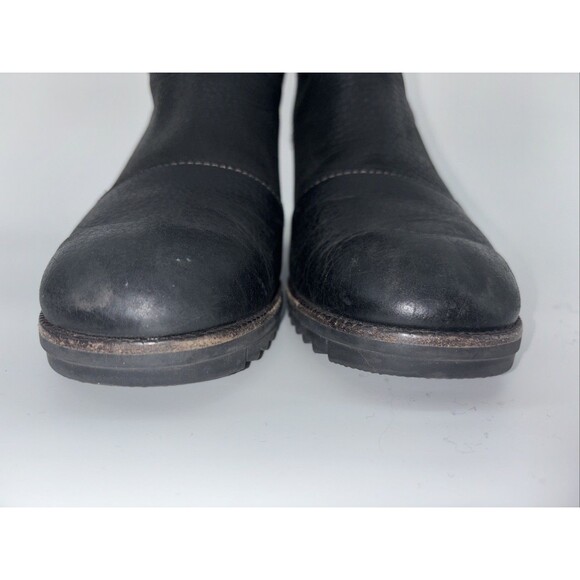 Sorel Cate Cut Out Ankle Boots Women's 8 Black Leather Booties Block Heel Suede - Picture 9 of 10